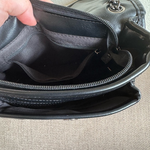 Black Quilted Leather Shoulder Bag with Logo - Picture 5 of 9